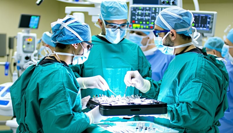 Surgical staff using Avenue Surgical Nexus platform with instrument trays Surgical staff using Avenue Surgical Nexus platform with instrument trays